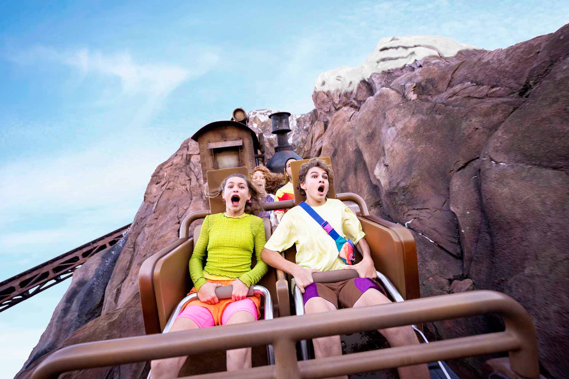 Theme Parks 1 Friends riding on Expedition Everest roller coaster at Disney's Animal Kingdom